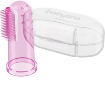 BabyOno Take Care First Toothbrush Οδοντόβουρτσα σιλικόνης για παιδιά με τσάντα