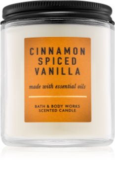 Bath & Body Works Cinnamon Spiced Vanilla vonná sviečka s esenciálnymi olejmi