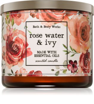 Bath & Body Works Rose Water & Ivy illatos gyertya
