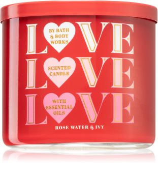 Bath & Body Works Rose Water & Ivy illatos gyertya