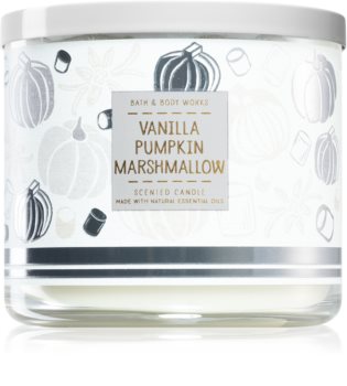 Bath & Body Works Vanilla Pumpkin Marshmallow vela perfumada com óleos essenciais