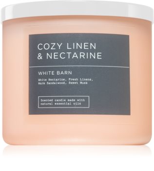 Bath & Body Works Cozy Linen & Nectarine vonná sviečka