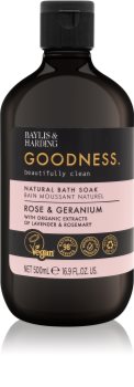 Baylis & Harding Goodness Rose & Geranium espuma de banho com fragrância floral
