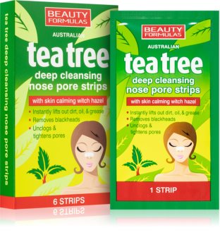 Beauty Formulas Tea Tree καθαριστικό έμπλαστρο για φραγμένους πόρους στη μύτη