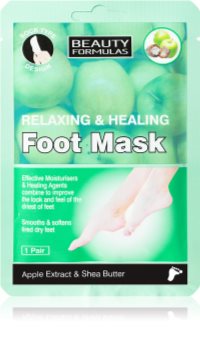 Beauty Formulas Relaxing & Healing máscara regeneradora para pés em forma de meias