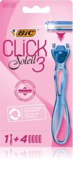 BIC Soleil Click moteriškas skustuvas + pakaitiniai peiliukai, 4 vnt.