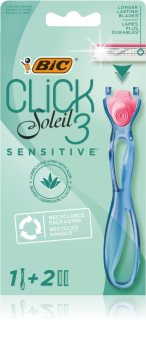 BIC Soleil Click Sensitive moteriškas skustuvas + pakaitiniai peiliukai, 2 vnt.