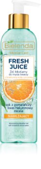 Bielenda Fresh Juice Orange gel micellaire nettoyant pour un effet naturel