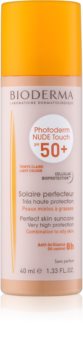 Bioderma Photoderm Nude Touch fluid tonifiant de protecție pentru piele mixtă și grasă SPF 50+