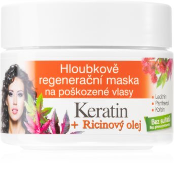 Bione Cosmetics Keratin + Ricinový olej Elvyttävä Hiusnaamio