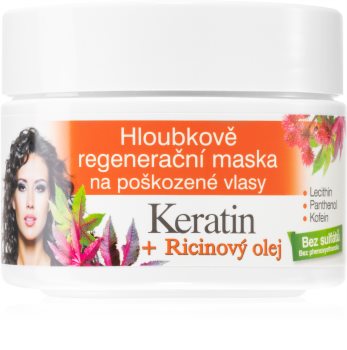 Bione Cosmetics Keratin + Ricinový olej regeneruojamoji plaukų kaukė