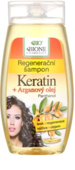 Bione Cosmetics Keratin Argan регенериращ шампоан за блясък и мекота на косата