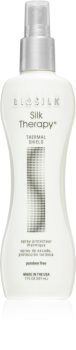 Biosilk Silk Therapy hővédő spray hajsütővassal és hajvasalóval kezelt hajra parabénmentes