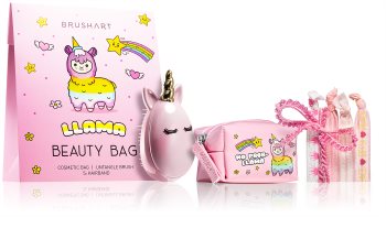 BrushArt KIDS kosmetická sada Llama beauty bag pink I.