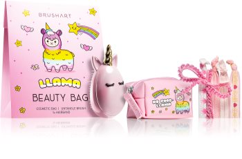 BrushArt KIDS szett Llama beauty bag pink (gyermekeknek)