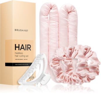 BrushArt Hair Heatless hair curling set kit bandeau de tige de curling Pink