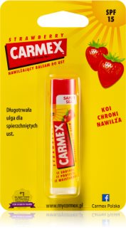 Carmex Strawberry balsam pentru buze cu efect hidratant SPF 15