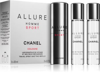 Chanel Allure Homme Sport Cologne Kölnin Vesi (1x Uudelleen Täytettävä + 2x Täyttöpakkaus) Miehille