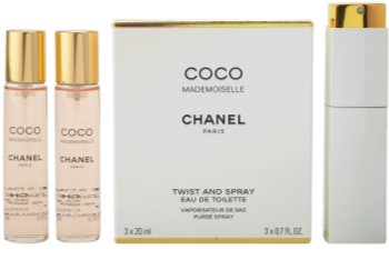 Chanel Coco Mademoiselle eau de toilette (1x vap.recarregável + 2 x recarga) para mulheres