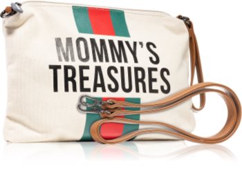 Childhome Mommy's Treasures Off White Stripes Green/Red Skrin med strop