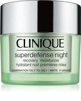 Clinique Superdefense™ Night Recovery Moisturizer feuchtigkeitsspendende Nachtcreme gegen Falten für fettige und Mischhaut