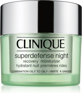 Clinique Superdefense™ Night Recovery Moisturizer hidratáló éjszakai krém a ráncok ellen kombinált és zsíros bőrre