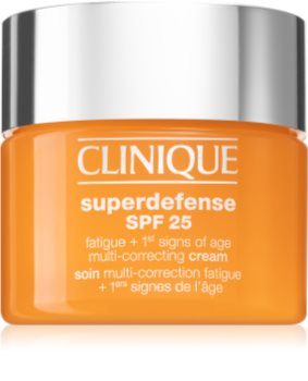 Clinique Superdefense™ SPF 25 Fatigue + 1st Signs Of Age Multi-Correcting Cream Creme gegen erste Zeichen von Hautalterung für trockene und Mischhaut