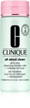 Clinique All About Clean All-in-One Cleansing Micellar Milk + Makeup Remove Lempeästi Puhdistava Maito Yhdistelmäihosta Rasvaiselle Iholle