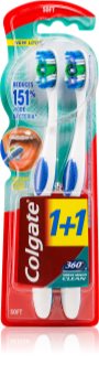 Colgate 360° Whole Mouth Clean brosses à dents soft 2 pcs