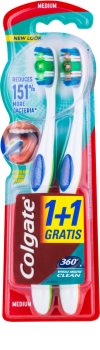Colgate 360° Whole Mouth Clean Medium Toothbrushes 2 pcs