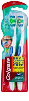 Colgate 360° Whole Mouth Clean escova de dentes suave 2 pçs