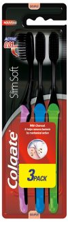 Colgate Slim Soft Active cepillo de dientes para niños con carbón activo soft 3 uds