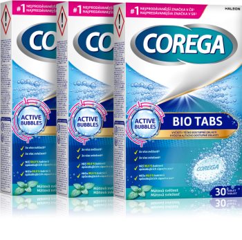 Corega Tabs Bio pastilhas de limpeza para aparelhos e próteses ...