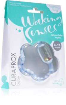 Curaprox Baby Waking Senses kousací kroužek s masážním kartáčkem a chrastítkem