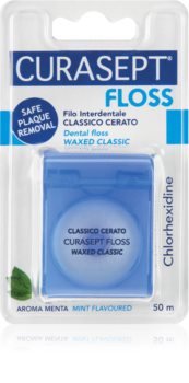 Curasept Dental Floss Waxed Classic Vaxad tandtråd med mintsmak Med antibakteriella ingredienser