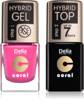 Delia Cosmetics Coral Nail Enamel Hybrid Gel set odstín 22 pentru femei