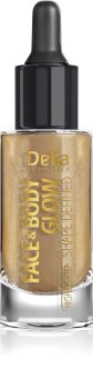Delia Cosmetics Face & Body Glow Shape Defined течен хайлайтър с пипета