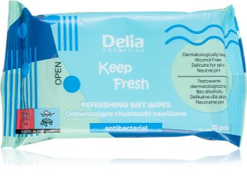 Delia Cosmetics Keep Fresh Antibacterial lingettes humides rafraîchissantes