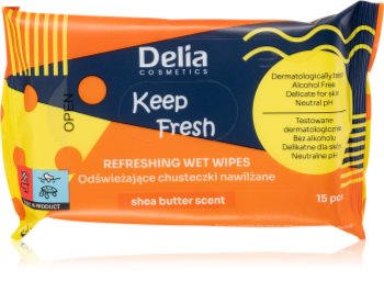 Delia Cosmetics Keep Fresh Shea Butter lingettes humides rafraîchissantes