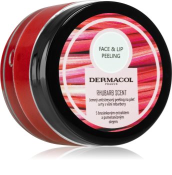 Dermacol Face & Lip Peeling Rhubarb Sokerikuorinta Huulille Ja Poskille