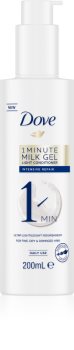 Dove 1 Minute Milk Gel après-shampoing régénérant pour cheveux fins et abîmés
