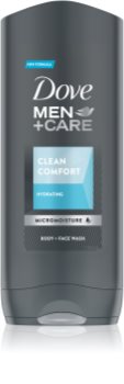 Dove Men+Care Clean Comfort feuchtigkeitsspendendes Duschgel für Gesicht, Körper und Haare