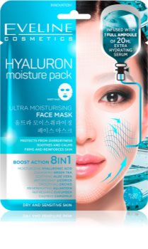 Eveline Cosmetics Hyaluron Moisture Pack maschera calmante in tessuto ultra idratante