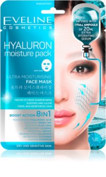 Eveline Cosmetics Hyaluron Moisture Pack szuper hidratáló és nyugtató szövet arcmaszk