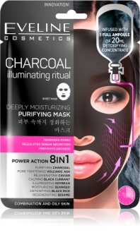 Eveline Cosmetics Charcoal Illuminating Ritual maschera detergente in tessuto ultra idratante