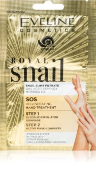 Eveline Cosmetics Royal Snail drėkinamoji rankų kaukė su sraigių ekstraktu