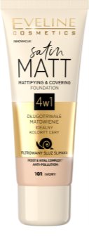 Eveline Cosmetics Satin Matt maquillaje matificante con extracto de baba de caracol