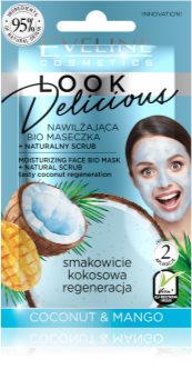 Eveline Cosmetics Look Delicious Coconut & Mango intenzivně hydratační a výživná maska s peelingovým efektem