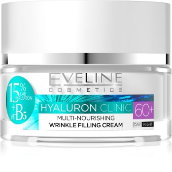 Eveline Cosmetics Hyaluron Clinic crema giorno e notte nutriente rigenerante per pelli mature