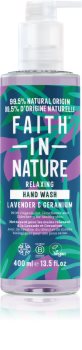 Faith In Nature Lavender & Geranium натурален течен сапун за ръце с екстракт от лавандула